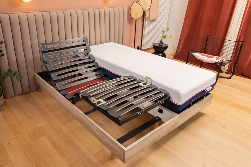 Lit électrique de relaxation avec matelas en latex ou mousse flexible — compatible sommier motorisé