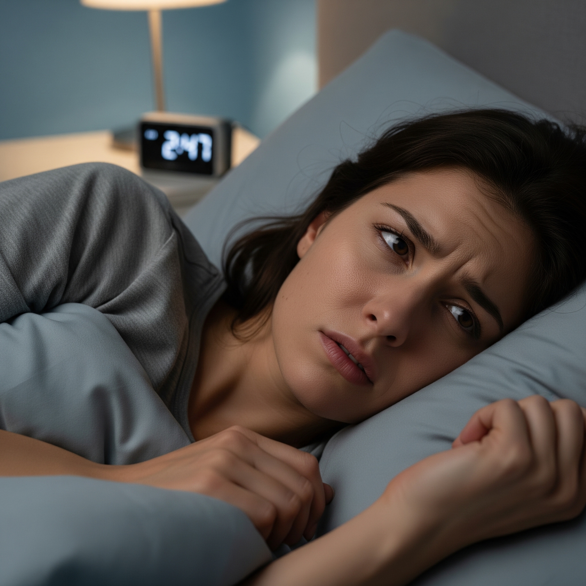 Personne éveillée dans l'obscurité, souffrant de réveils nocturnes fréquents