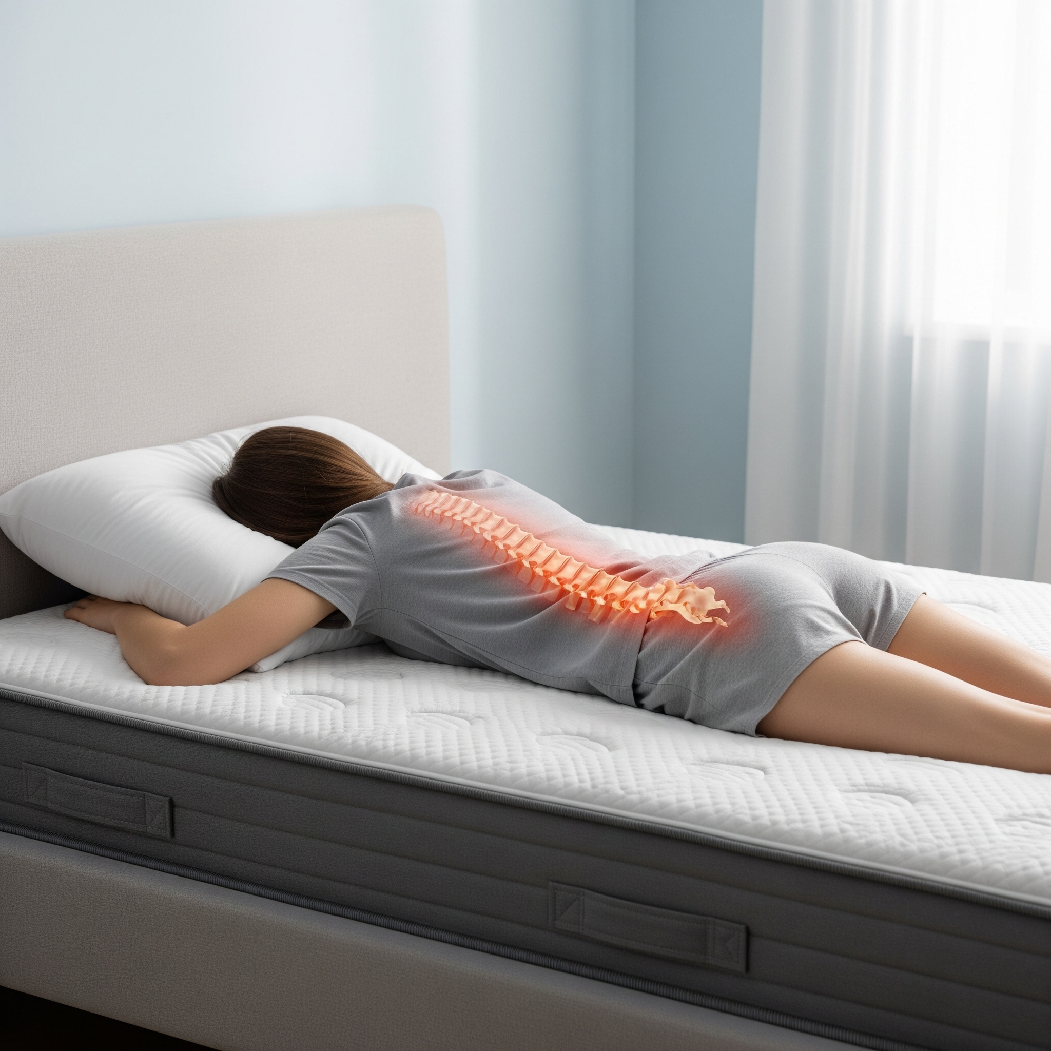 Femme qui dort sur le ventre